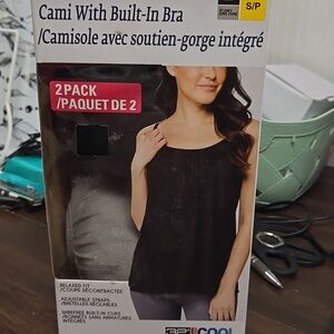 32 Degrees Cool Size S Black and Grey 2 Pack of Camisoles With Built-In-Bra